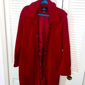 Red London Fog Trench Coat Slightly Worn Great Fo… - image 1